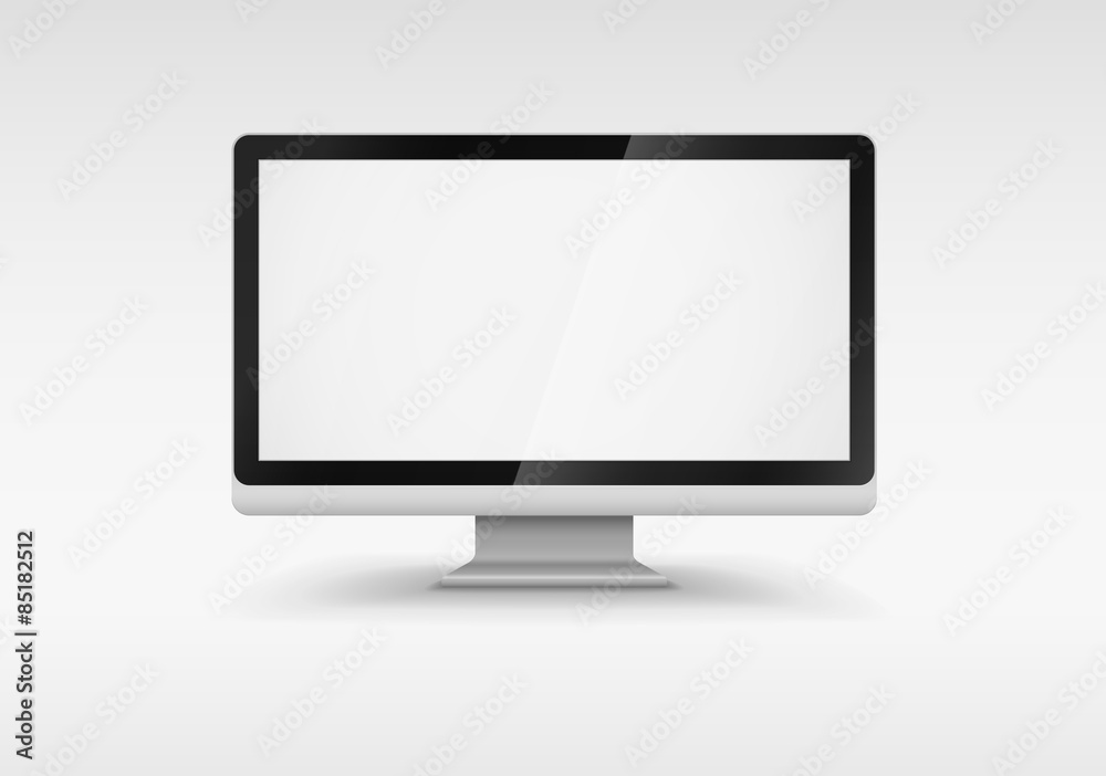 Computer monitor with empty white screen. Eps10 vector Computer monitor with empty white screen. Eps10 vector