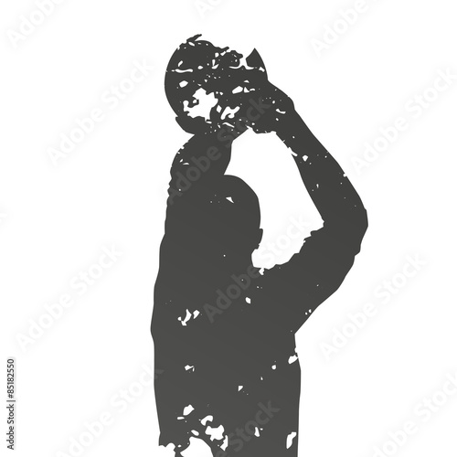 Abstract grungy shooting basketball player