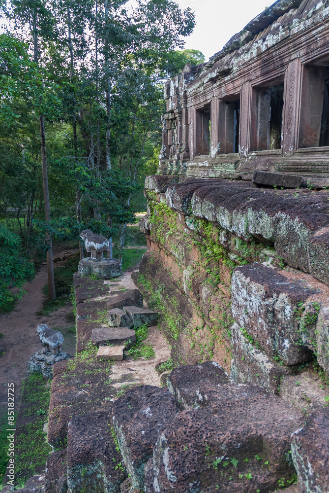 elephants of the temple phimeanakas in the archaeological angkor thom place in siam reap cambodia