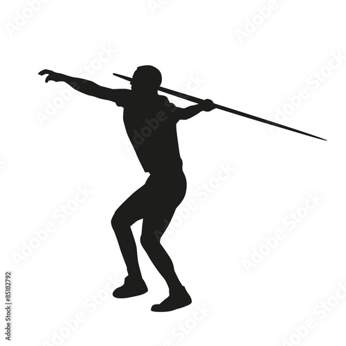 Javelin throwing. Vector silhouette