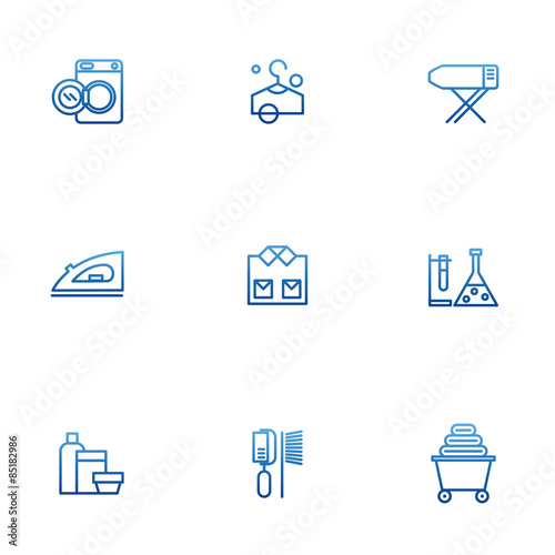 Dry-cleaning vector icons, laundry objects