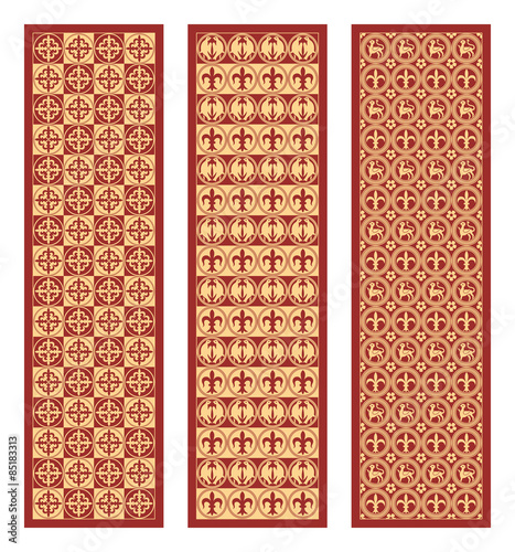Gothic seamless pattern. Geometrical royal elements in a medieval style. Ornament for a tiles and mosaics. Vector illustration
