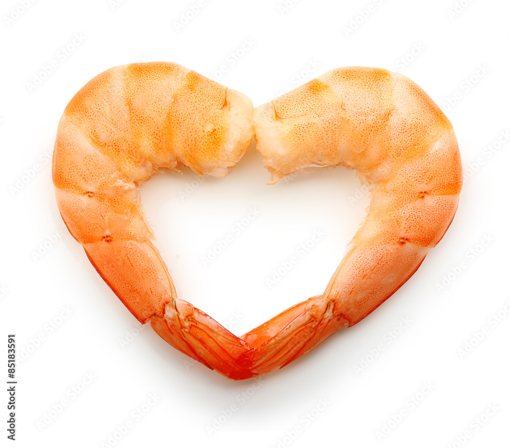 Cooked shrimp isolated 