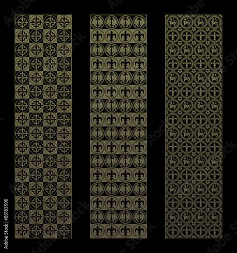 Gold pattern with royal elements in a gothic style. Ornament for a tiles and mosaics. Vector seamless background.
