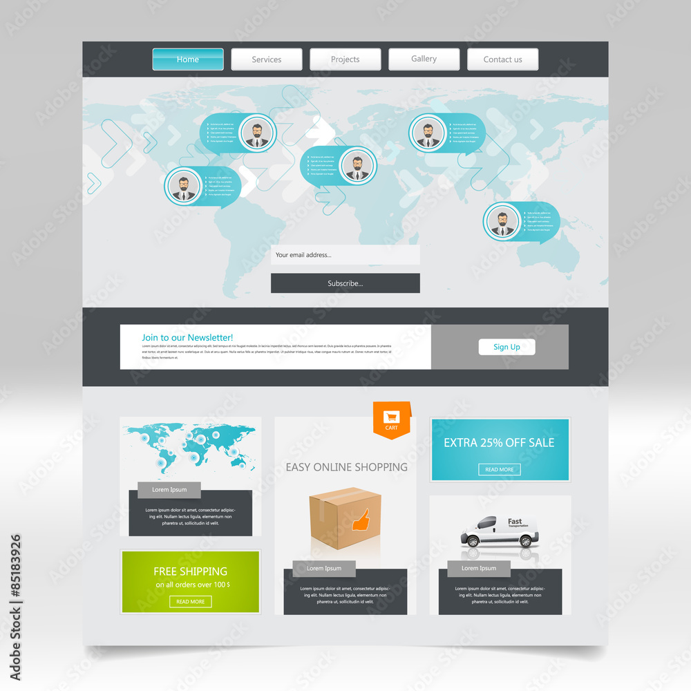 Modern website template design. Vector Eps 10