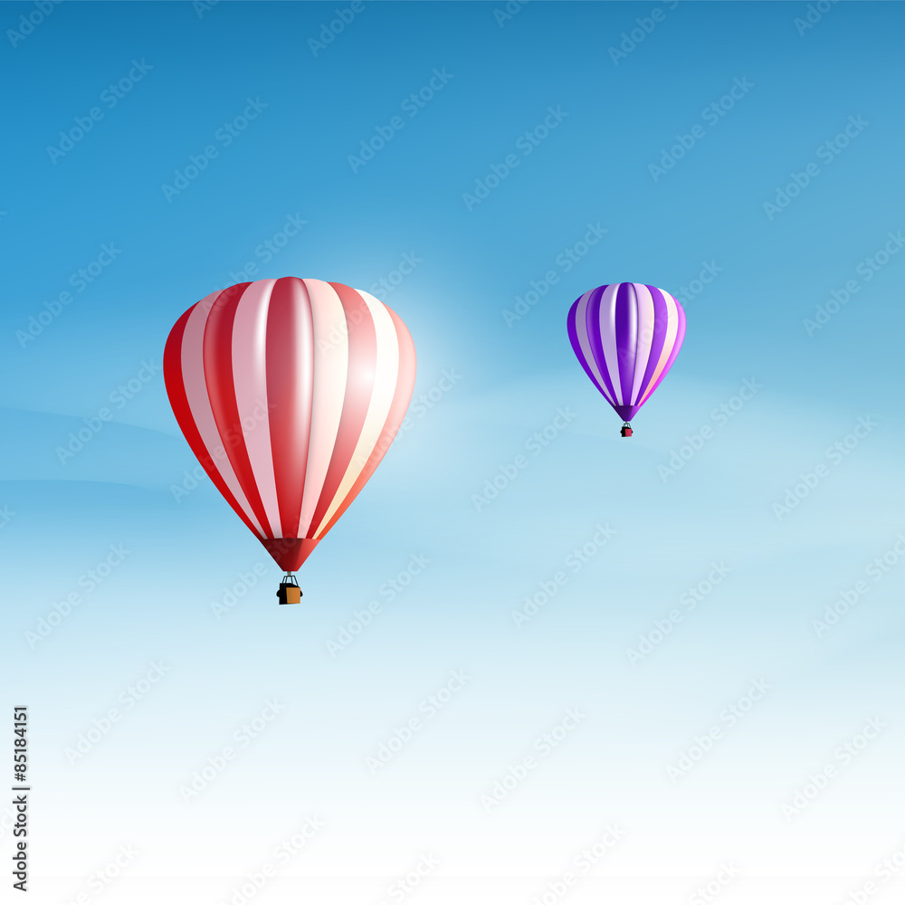 Hot-air balloons in the blue sky. Realistic Vector Hot-air balloons in the blue sky. Realistic Vector