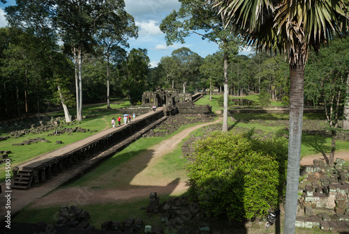 sight of the roadway and the ponds of the mountain pyramid of the baphuon in the archaeological angkor thom place in siam reap, cambodia © ahau1969