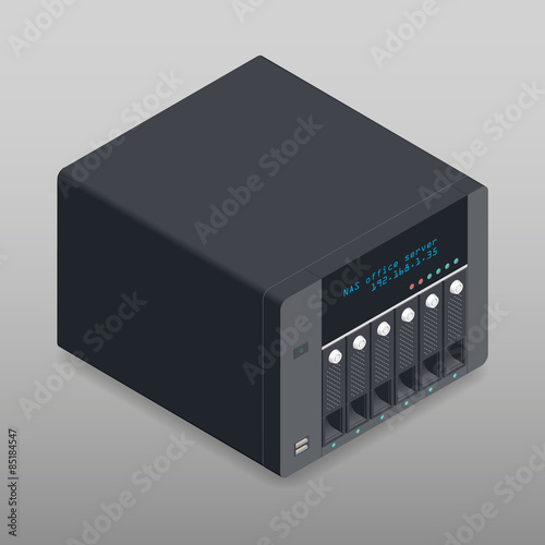 Network attached storage isometric detailed device photo