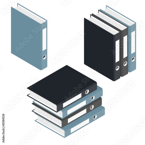 Folders and stack of folders isometric icons set