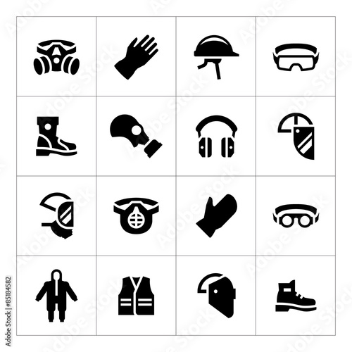 Set icons of personal protective equipment