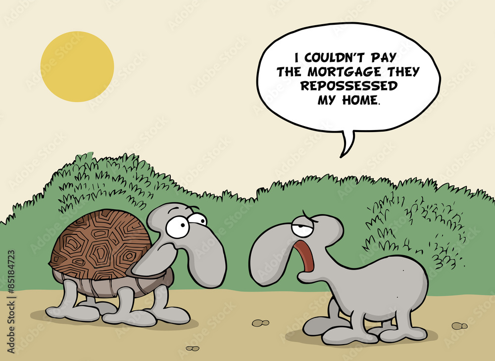 Obraz premium Funny cartoon about animals and mortgage
