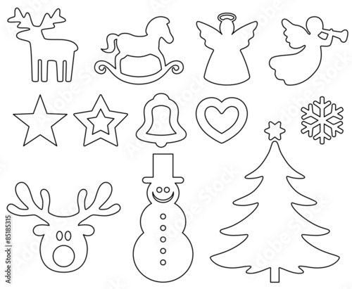 Vektor Set: Weihnachtliche Linien Symbole, schwarz, Vektor 