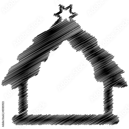 Weihnachtskrippe, Hintergrund, Vektor, schwarz, schraffiert