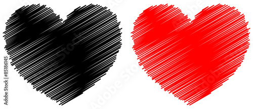 Liniensymbol: Rotes und schwarzes Herz, Vektor