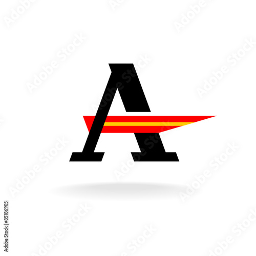 Letter A logo template with serifs and red wing crossbar