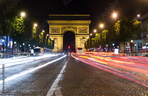 Paris, Champs-Elysees at night