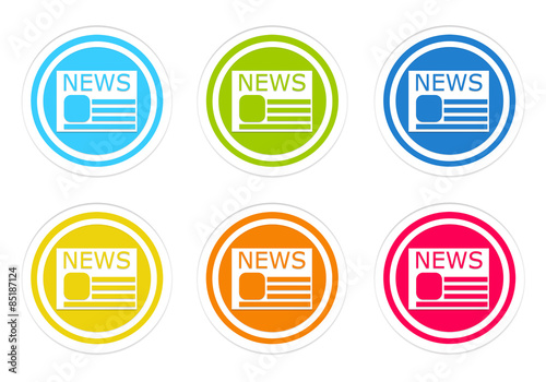 Set of rounded colorful icons with news symbol © miff32