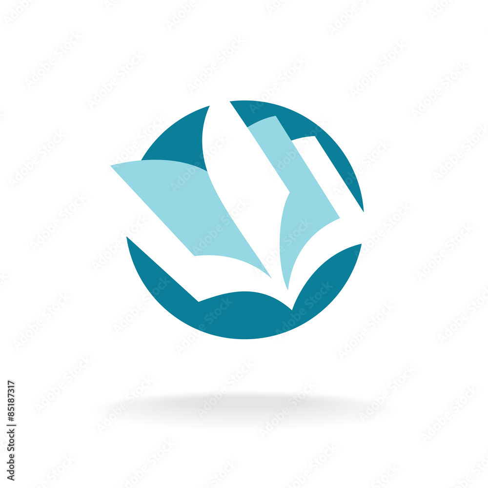 Open book pages logo template