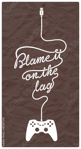 Gamepad with Cable in the Shape of a Text Message on Textured Paper Background
