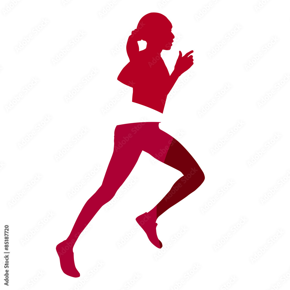 Abstract red woman runner geometric silhouette Abstract red woman runner geometric silhouette