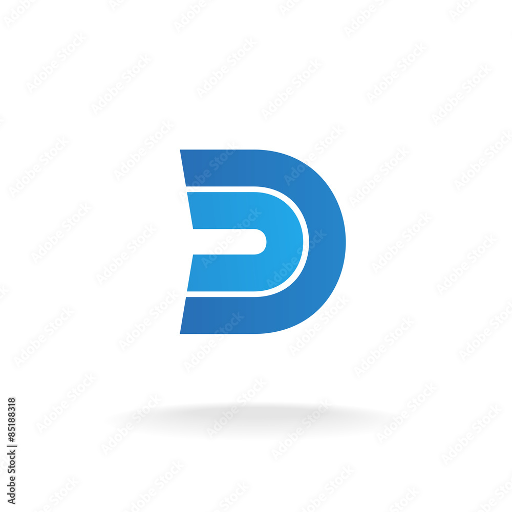 D letter logo template. Blue flat style ribbons concept. D letter logo template. Blue flat style ribbons concept.