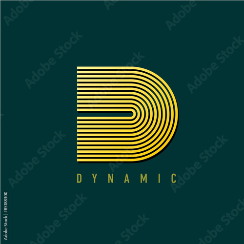 Letter D lines style retro design logo template