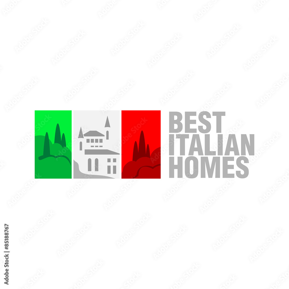 Italian real estate flag logo template. Flag stripes can be tint