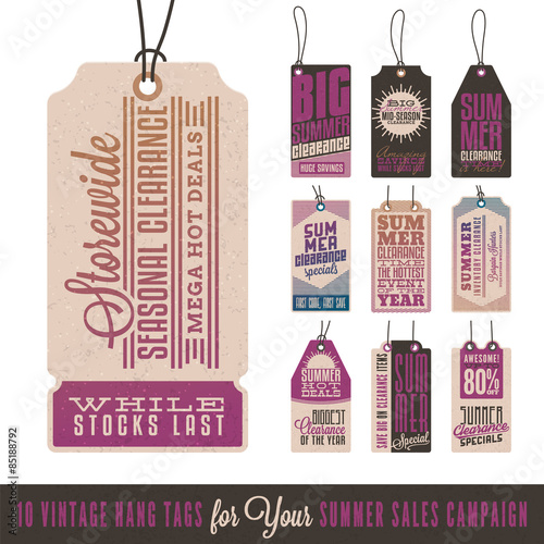 Collection of 10 Vintage Summer Sales Related Hang Tags