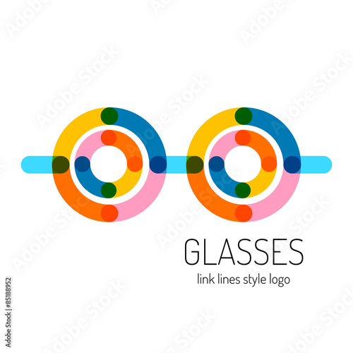 Glasses logo template. Round and straight transparent lines styl