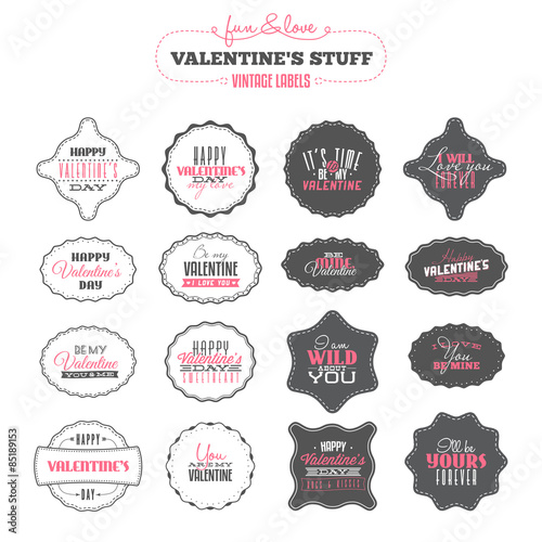 Set of Valentines day vintage labels