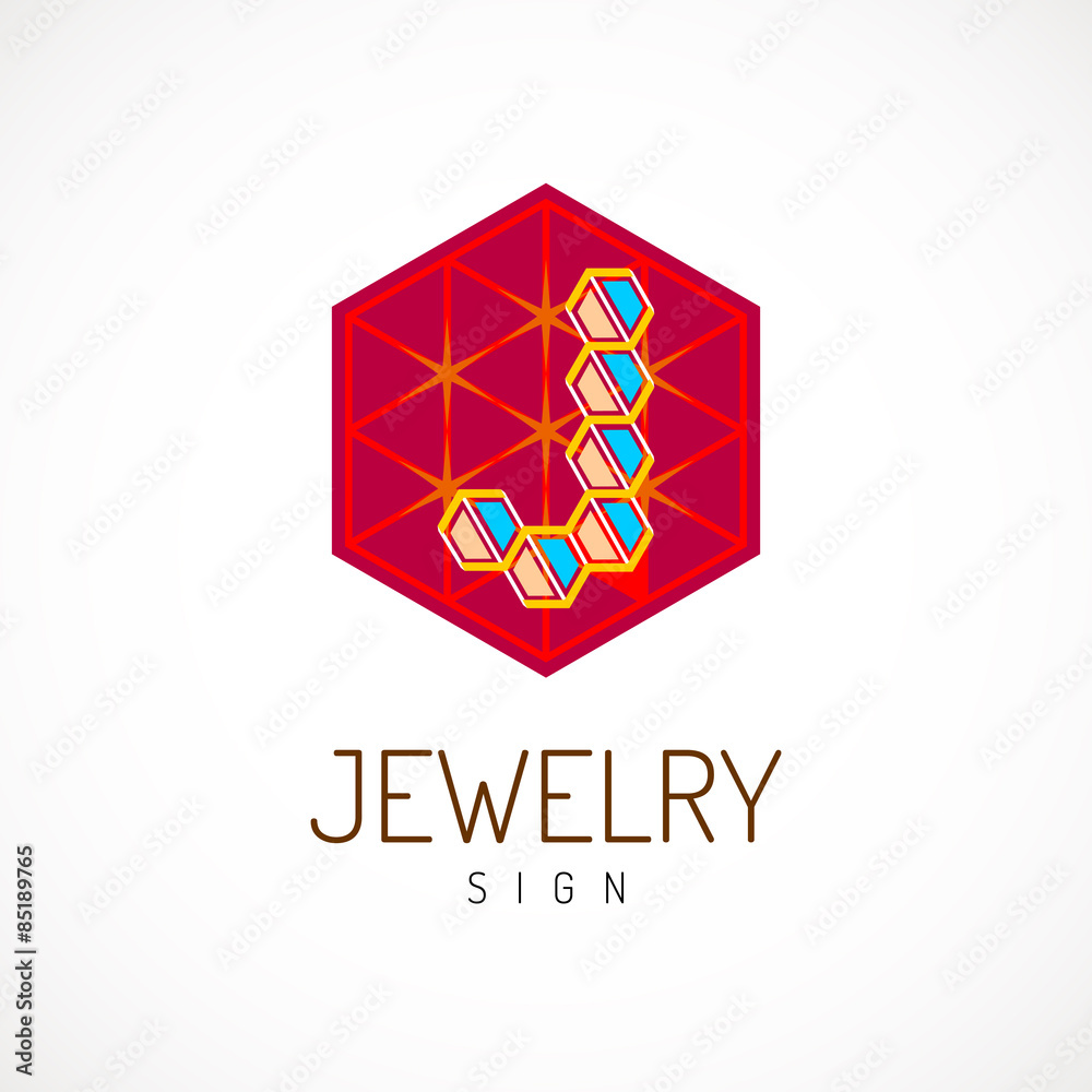 Fototapeta premium J letter logo template. Jewelry sign.