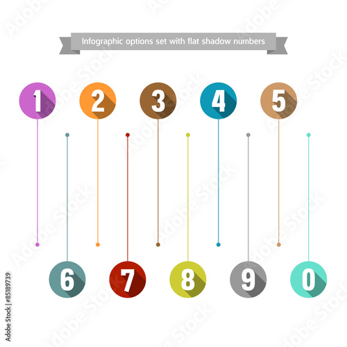 Infographic options set with flat shadow numbers