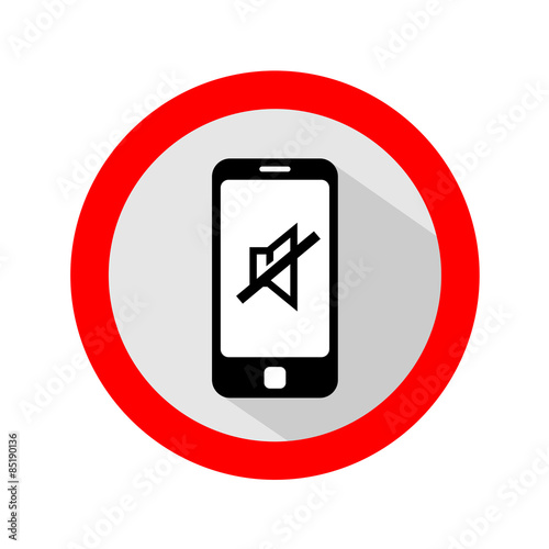 Mobile phone ringer volume mute sign