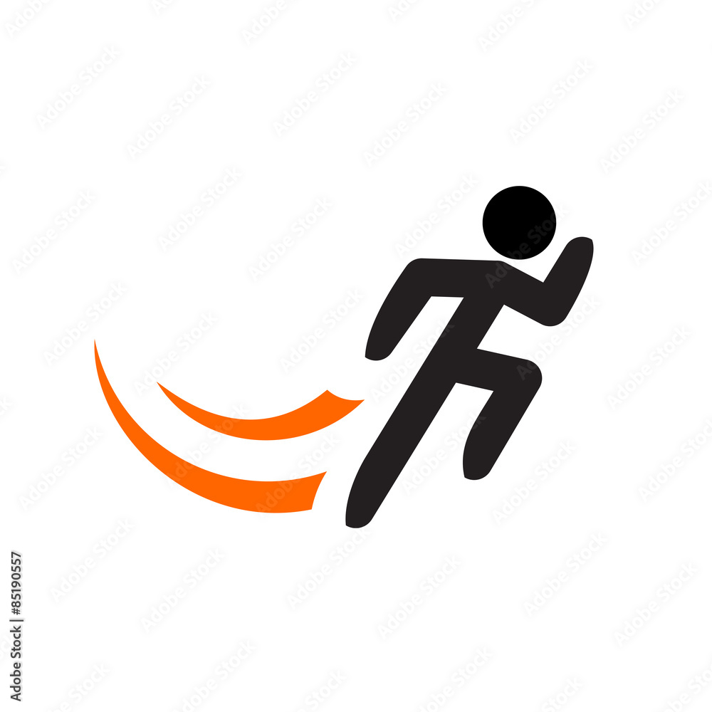 Running man vector logo template. Black sportsman silhouette. Running man vector logo template. Black sportsman silhouette.