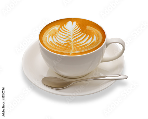 Latte art , coffee isolated on white background