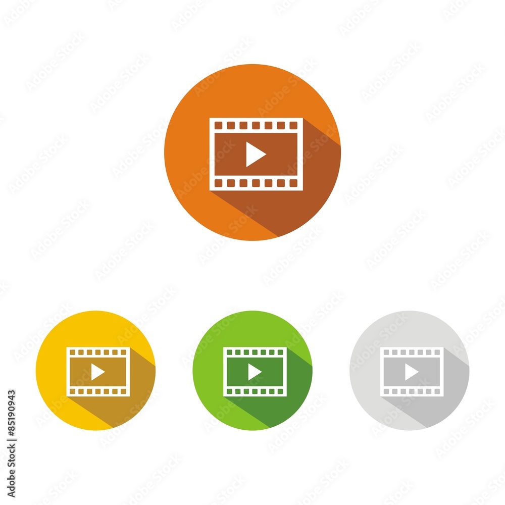 Iconos película botón colores sombra Iconos película botón colores sombra