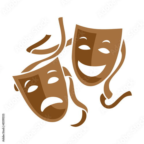 Comedy and tragedy theater masks illustration.