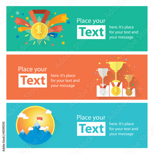 Vector success and win concept banners.