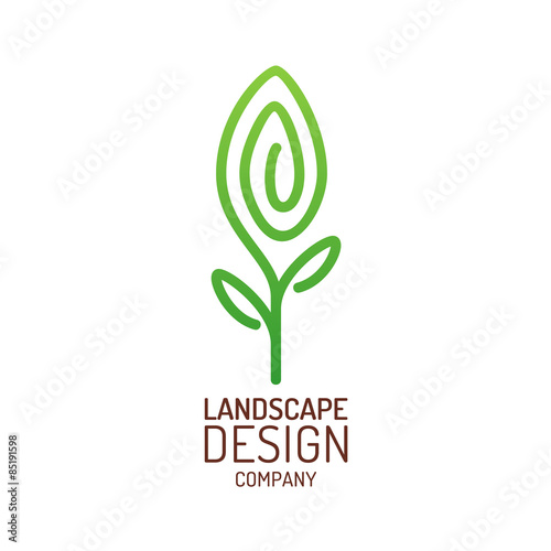 Landscape design logo template. Tree with leaves sign.
