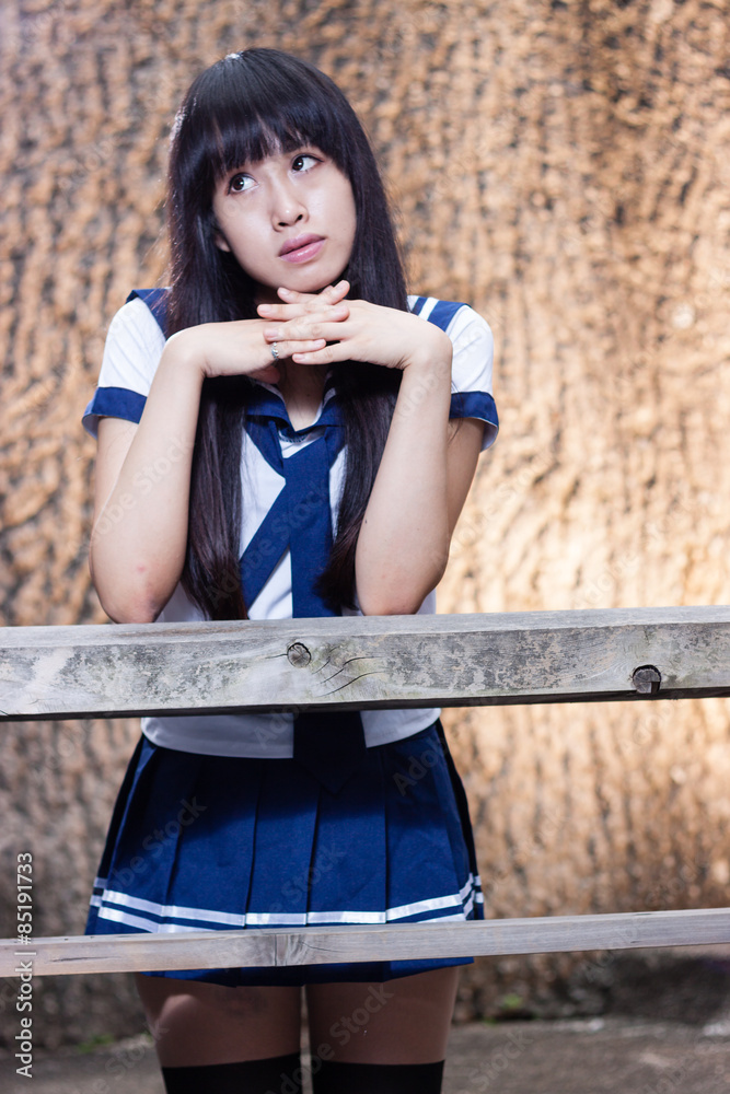 Asian senior high schoolgirl
