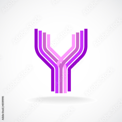 Letter Y logo template.Parallel lines style.