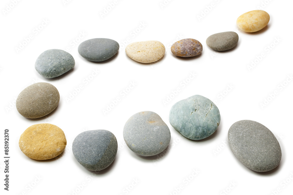 Snaking Line of Twelve Pebbles Steps Isolated Snaking Line of Twelve Pebbles Steps Isolated
