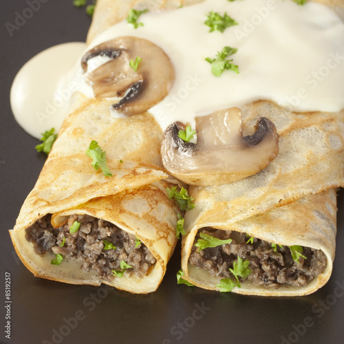 Crepes Stuffed with Mushrooms Pancakes photo