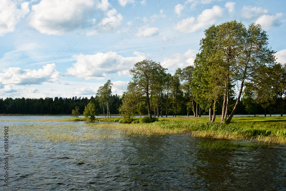 Naklejka premium Landscape at Lake Valdai