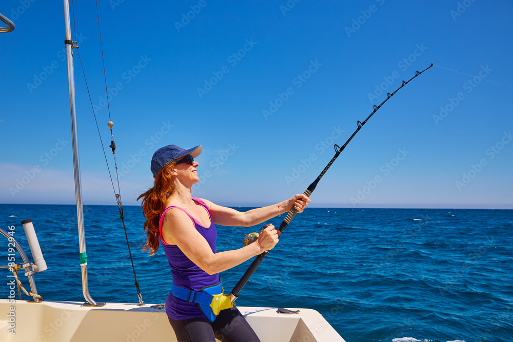 Woman Fishing Pole Rod with Reel Stock Photo - Image of pole, girl
