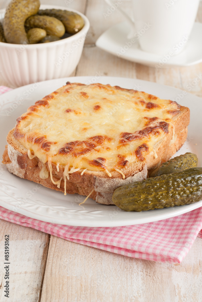 Croque Monsieur a French cheese and ham toasted sandwich Croque Monsieur a French cheese and ham toasted sandwich