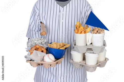 Photography Sports Fan Carrying Food Drinks and Souvenirs
