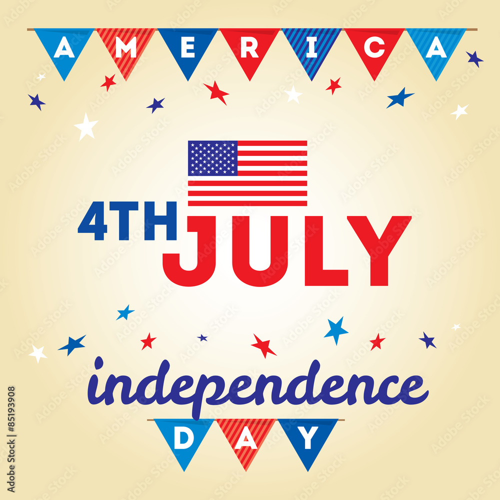 Dreeting card design elements for USA Independence Day fourth of July