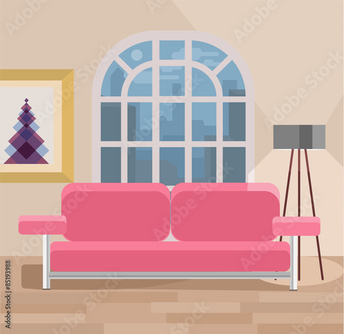 Living room vector flat illustration