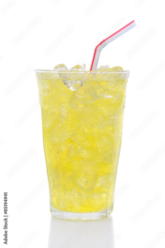Glass Lemon Lime Soda with Drinking Straw Glass Lemon Lime Soda with Drinking Straw
